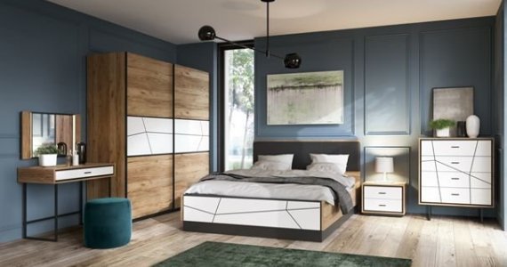 łóżko z tapicerowanym zagłówkiem