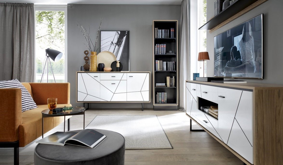 Białe komody w salonie kolekcja brolo