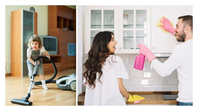 sprzątanie z rodziną