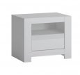 Szafka nocna biała z systemem bezuchwytowym Novi z szufladą i otwartą półką