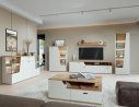 Designerskie meble do salonu z pojemną witryną Meble z oświetleniem  i przeszkleniami do salonu