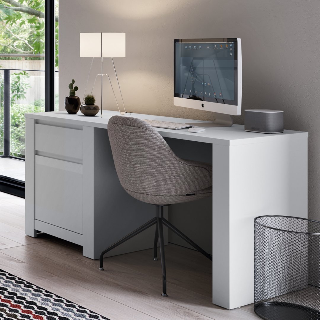 biurko dla nastolatka z szufladą i szafką