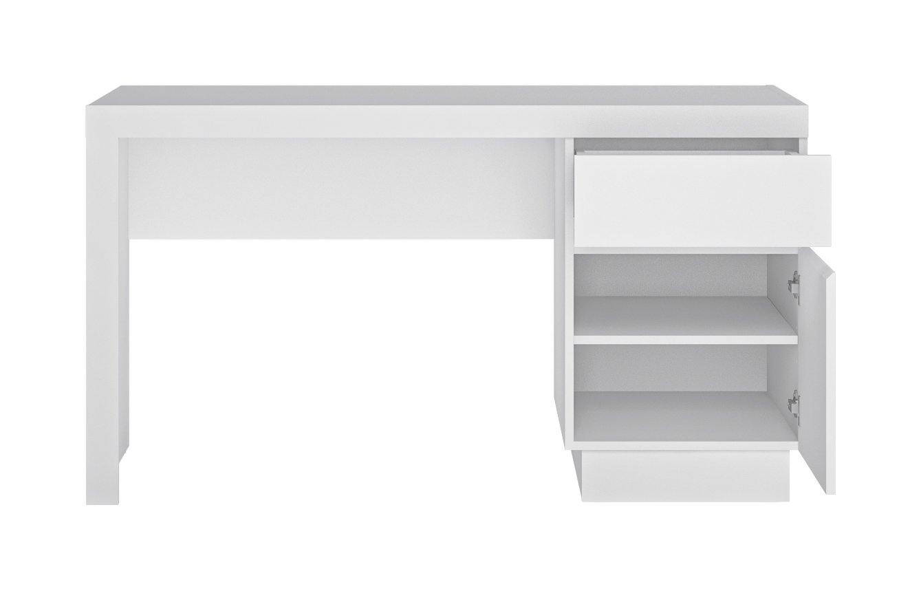 Designerskie biurko do salonu biale Lyon bialy Biurko z szuflada i szafka do gabinetu Lyon bialy