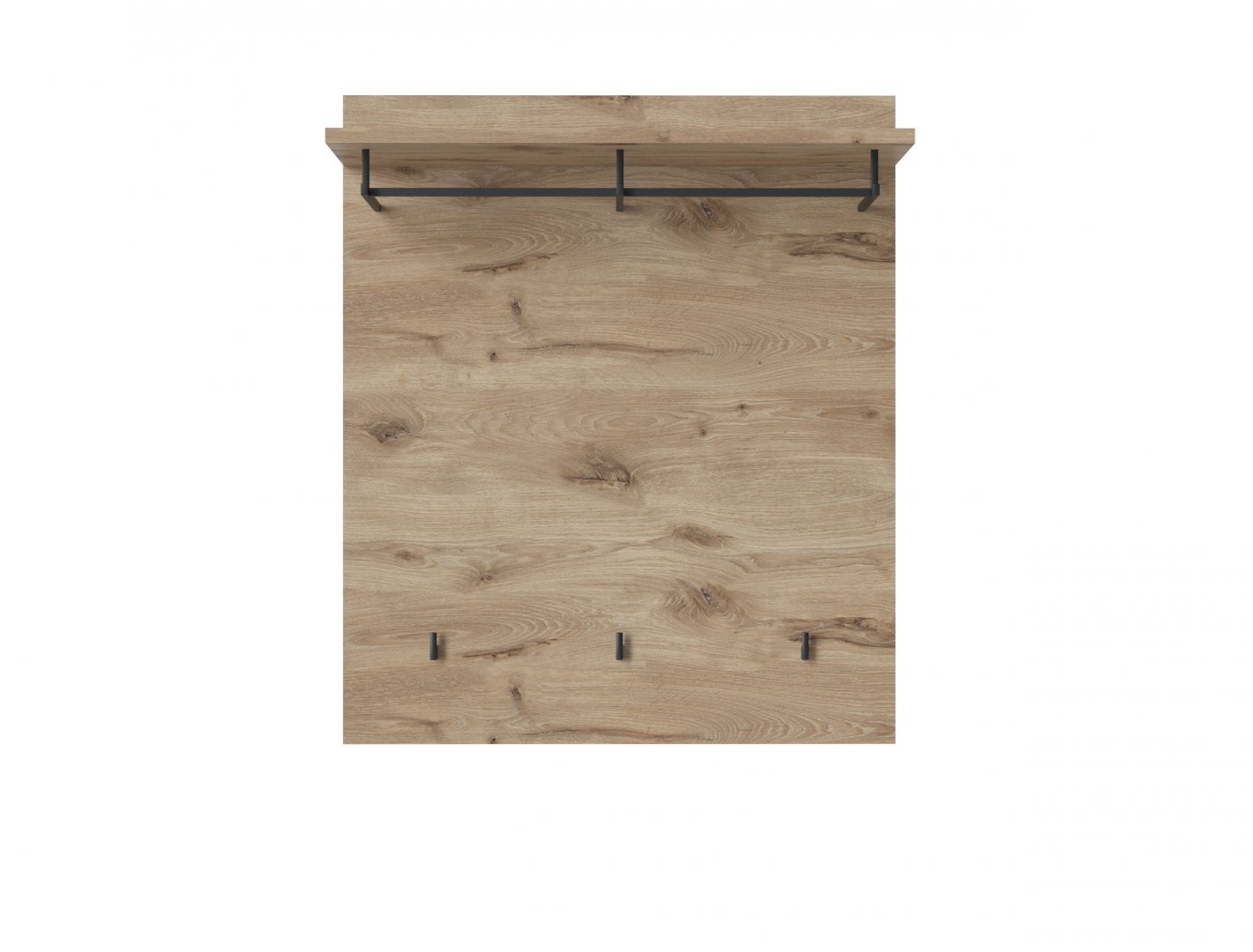 Panel z wieszakami to przepis na wygodny i funkcjonalny przedpokój Piękny panel ścienny na ubrania z wieszakami w dekorze naturalnego drewna sprawdzi się w wielu stylach aranżacyjnych