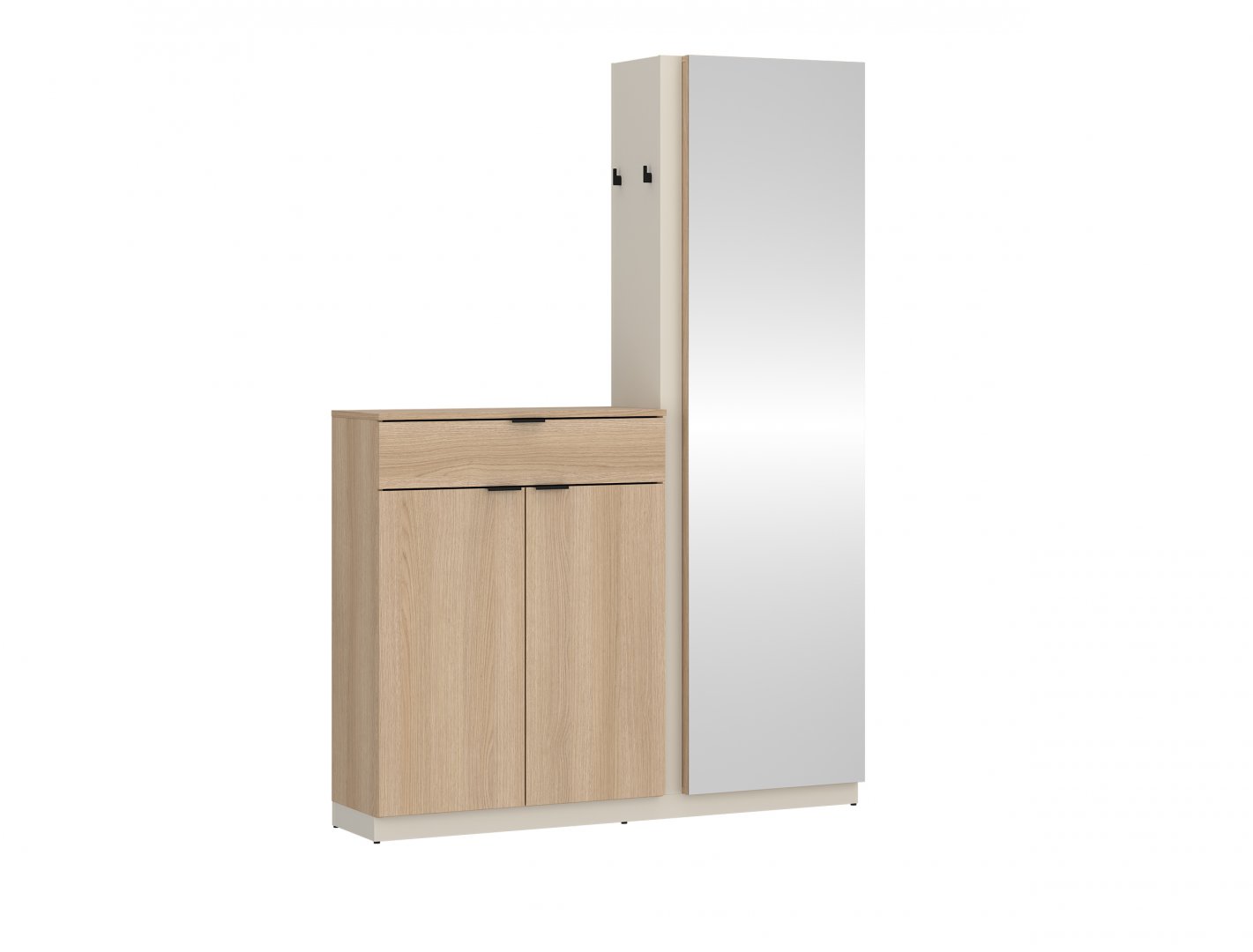 Garderoba z dużym lustrem po prawej stronie